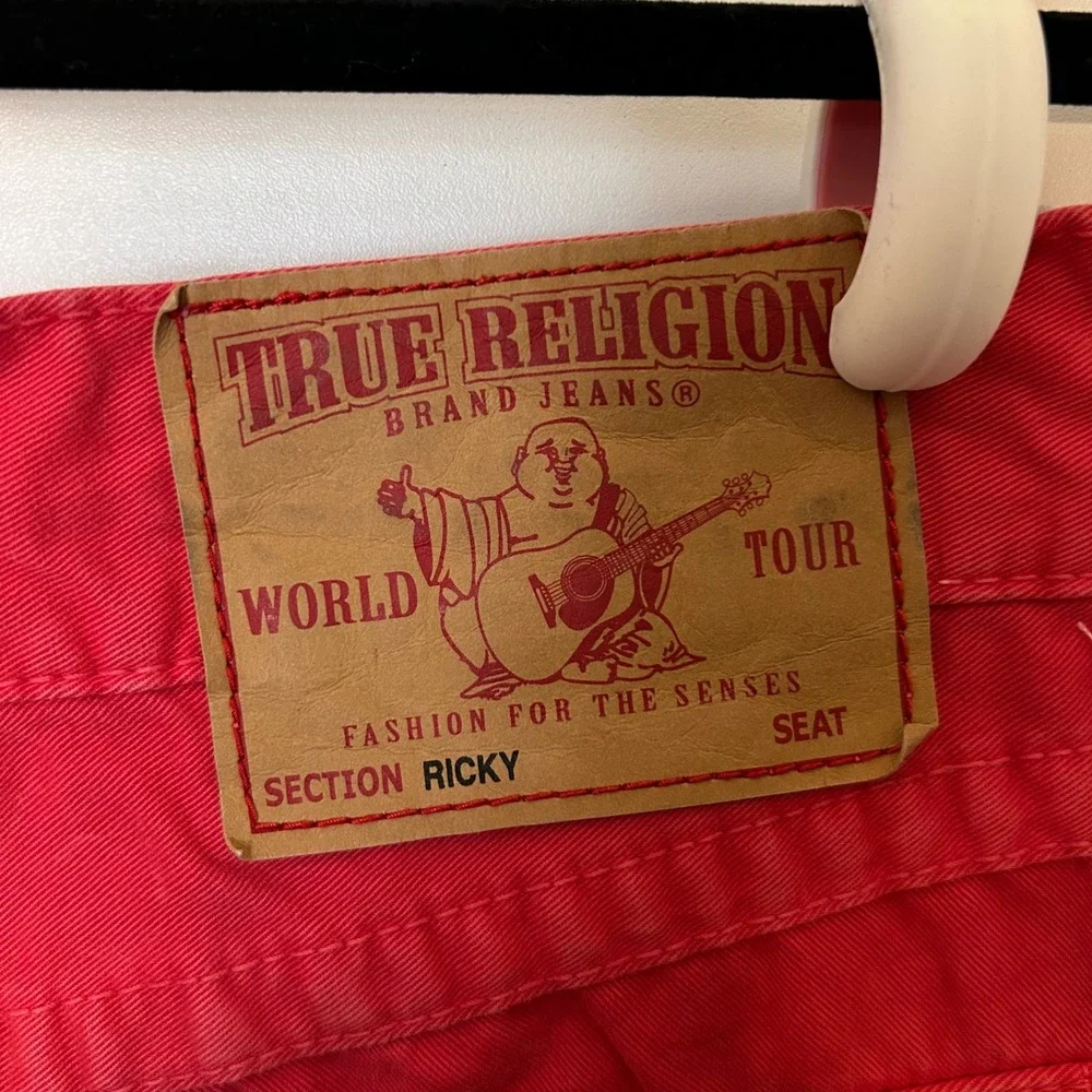 True‎ Religion Red Pants Ricky Relaxed Straight Leg Men's 32 Y2K flap Pockets